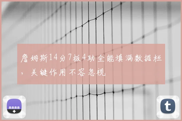 詹姆斯14分7板4助全能填满数据栏,关键作用不容忽视